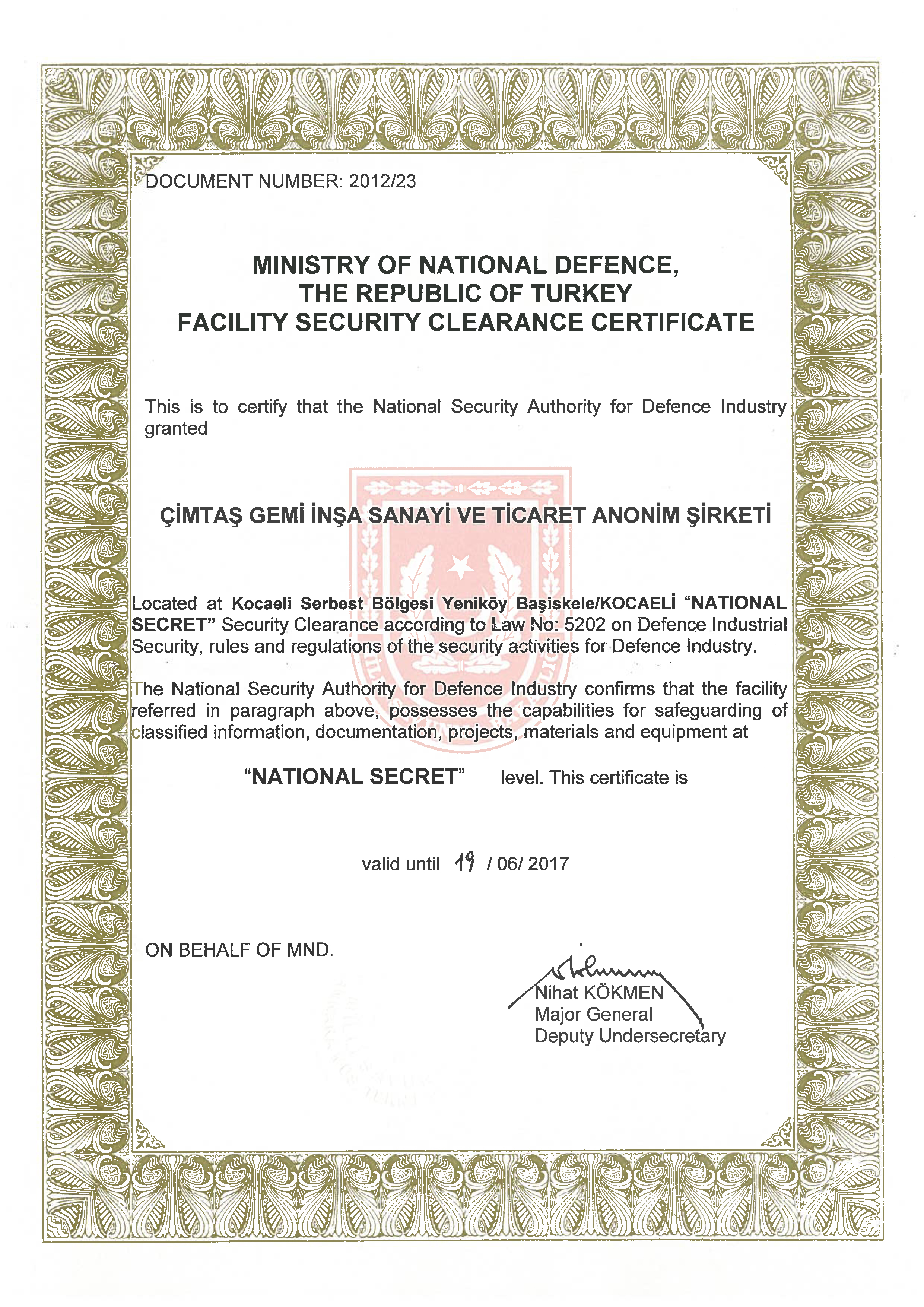 imta Facility Security Clearance Certificate imta-facility-security-clearance-certificate
